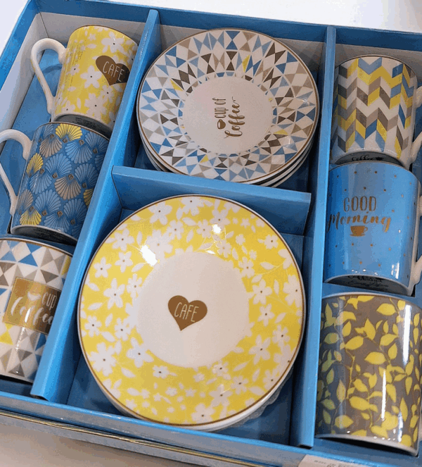 SET ŠOLJA ZA KAFU plave i žute, , male šolje za kafu, šoljice za kafu, šolje za kafu 100 ml