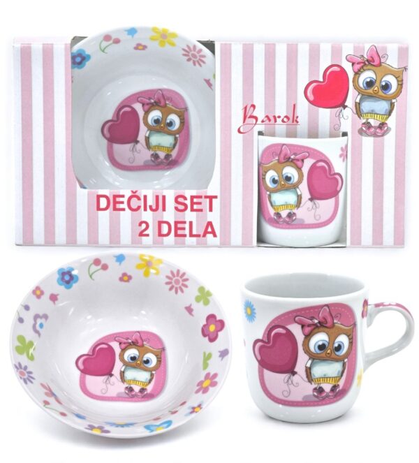 set za decu, set za rucavanje, deciji set u dezenu sove