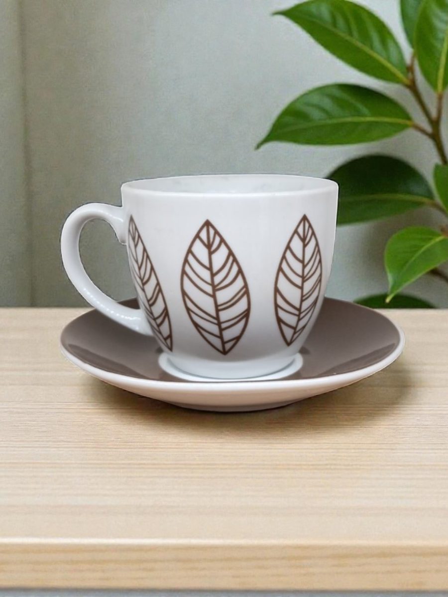 20042 PORCELAN SET ZA KAFU 6 (BRAON LIST)