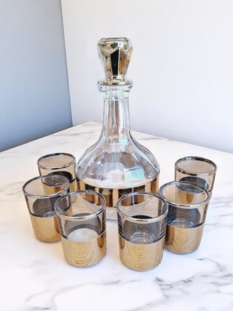 set flaša sa čašicama, set flaša za rakiju, set flaše sa čašama sa zlatnom bojom
