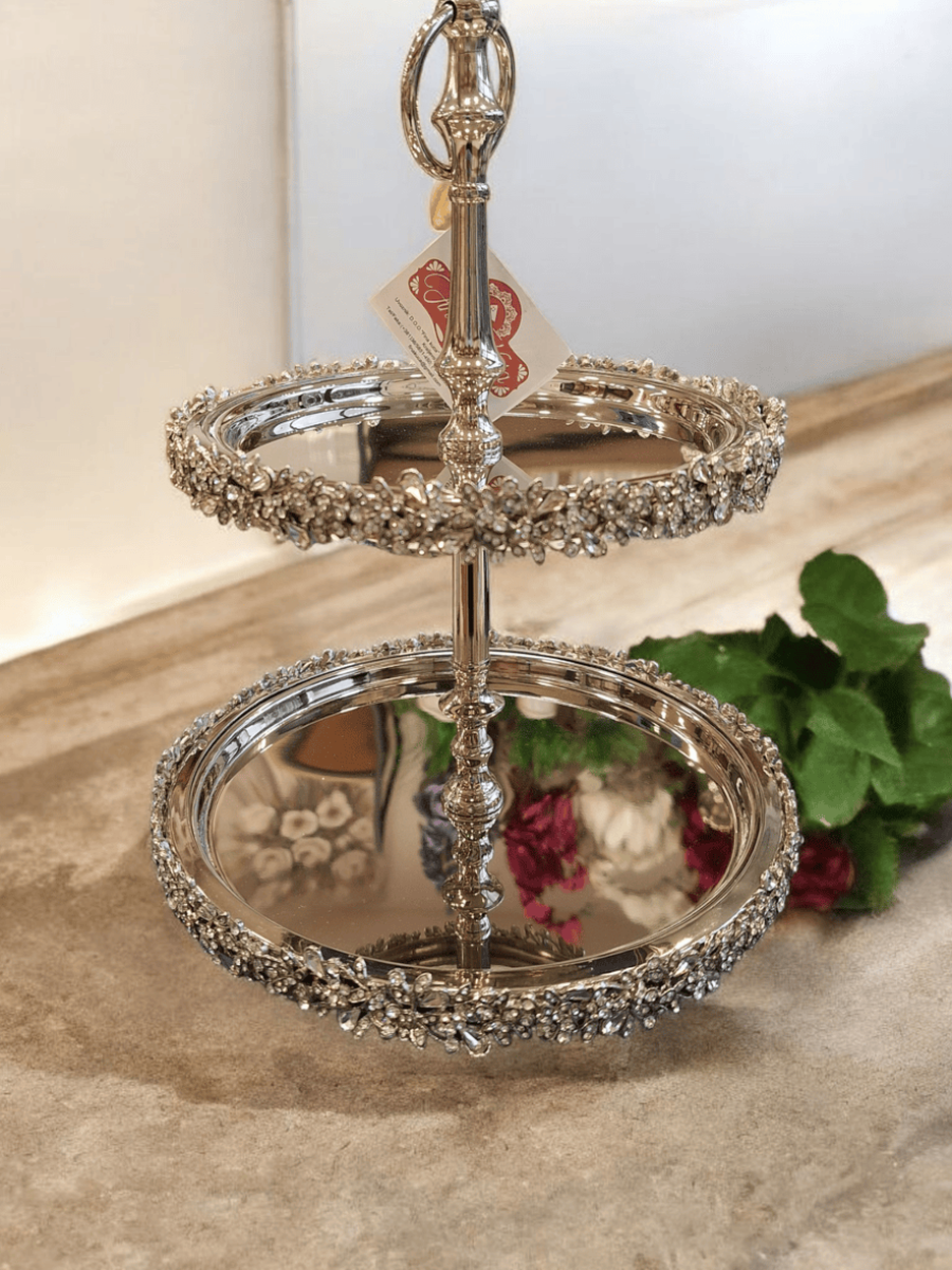 60118 ETAZER DIAMANTE FLOWER etažer, etažeri, stalak za kolače, stalak, etažer za kolače, elegantni etažeri