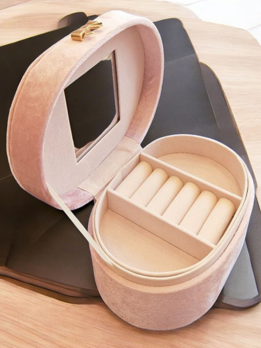 plišana kutija za nakit, kutija puder roze boje, kutija