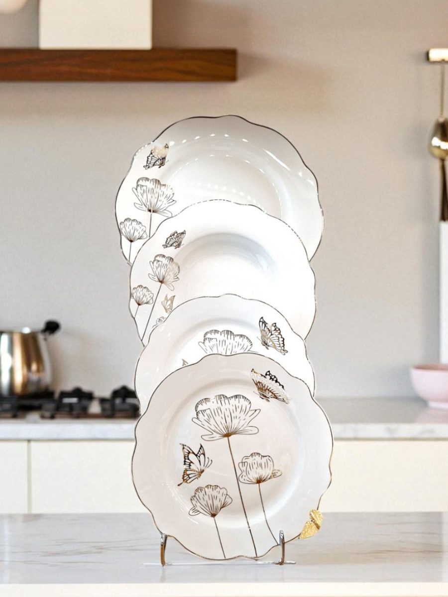 servis za ručavanje, servisi za ručavanje, tanjiri, sa zlatnim cvetovima servis za ručavanje, servis tanjira cvrtni, servis za ručavanj flower, tanjiri sa cvećem