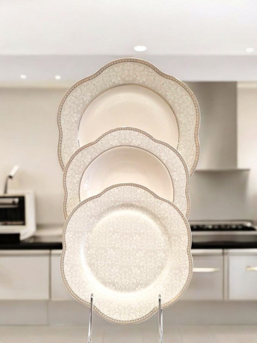 SERVIS TANJIRAFLOWER GREY, servis za ručavanje, servisi za ručavanje, tanjiri