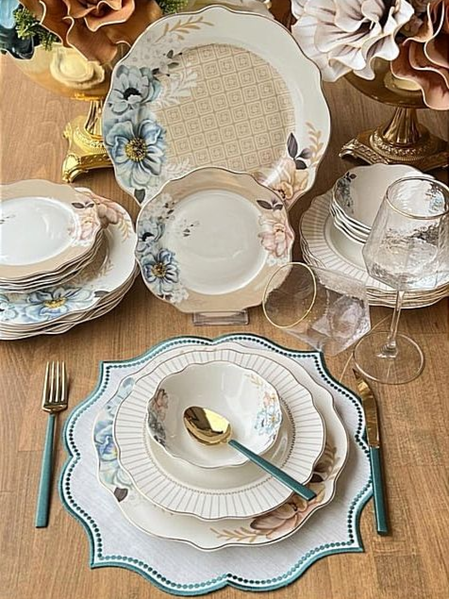 servis za ručavanje, servisi za ručavanje, tanjiri, sa zlatnim cvetovima servis za ručavanje, servis tanjira cvrtni, servis za ručavanj flower, tanjiri sa cvećem, servis flower beige, tanjiri flower beige