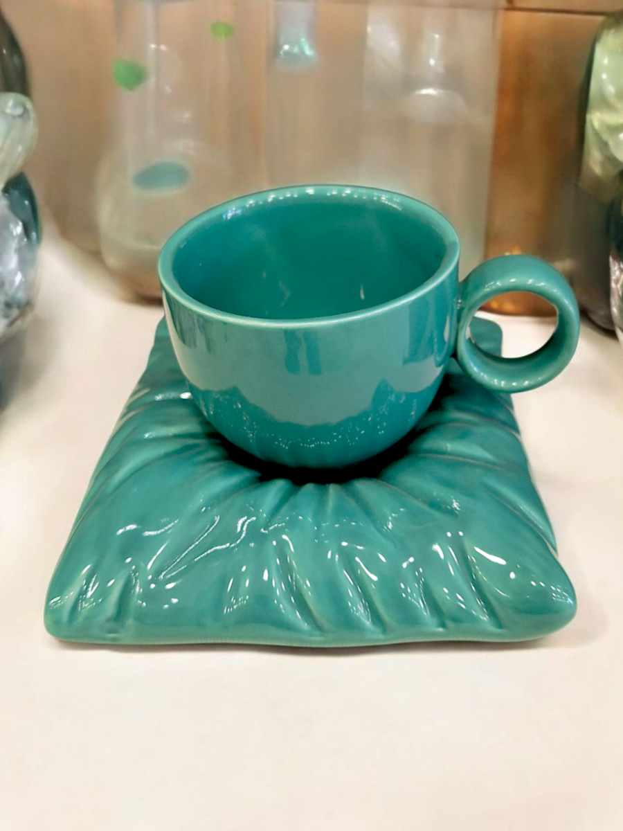 šolja, šolja za kafu, šolja sa tacnom, šolja zelene boje zapremine 180 ml