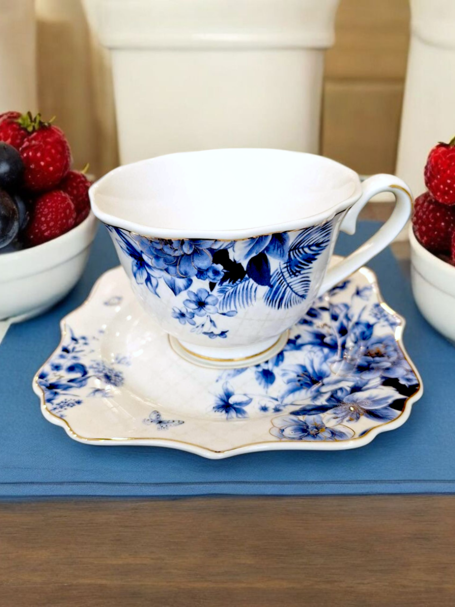 šolje za kafu, šolje za kafu blue, plave šolje za kafu, šolje sa cvećem, lepe šolje, neobične šolje, elegantne šolje