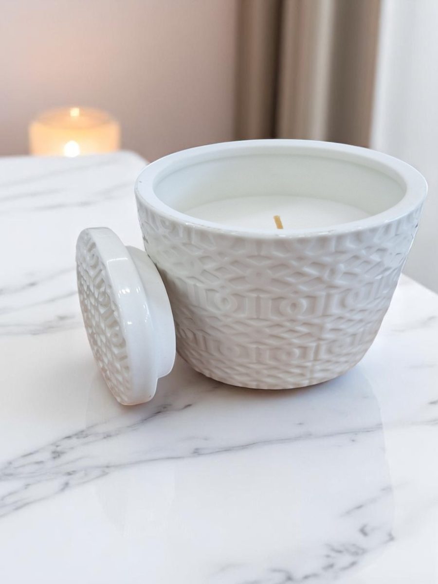 sveća, sveća u posudi, sveća sa mirisom vanile