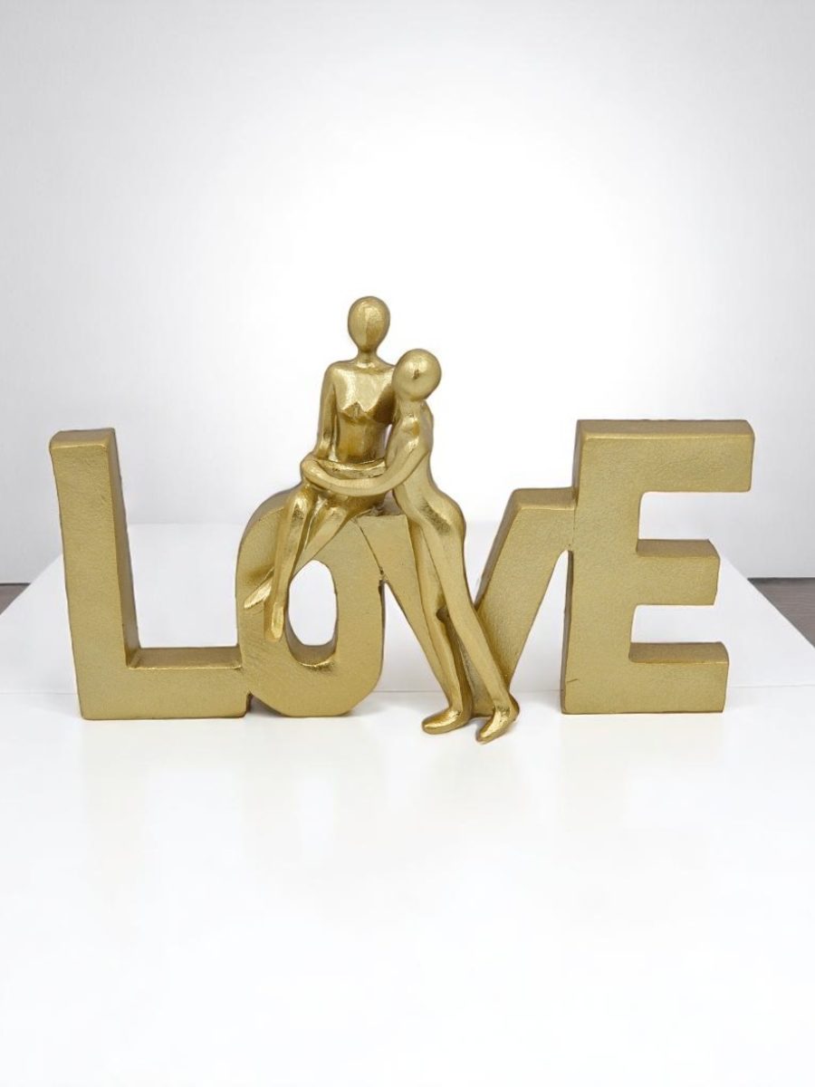dekoracija, dekorativna figura, figura par, figura love zlatne boje