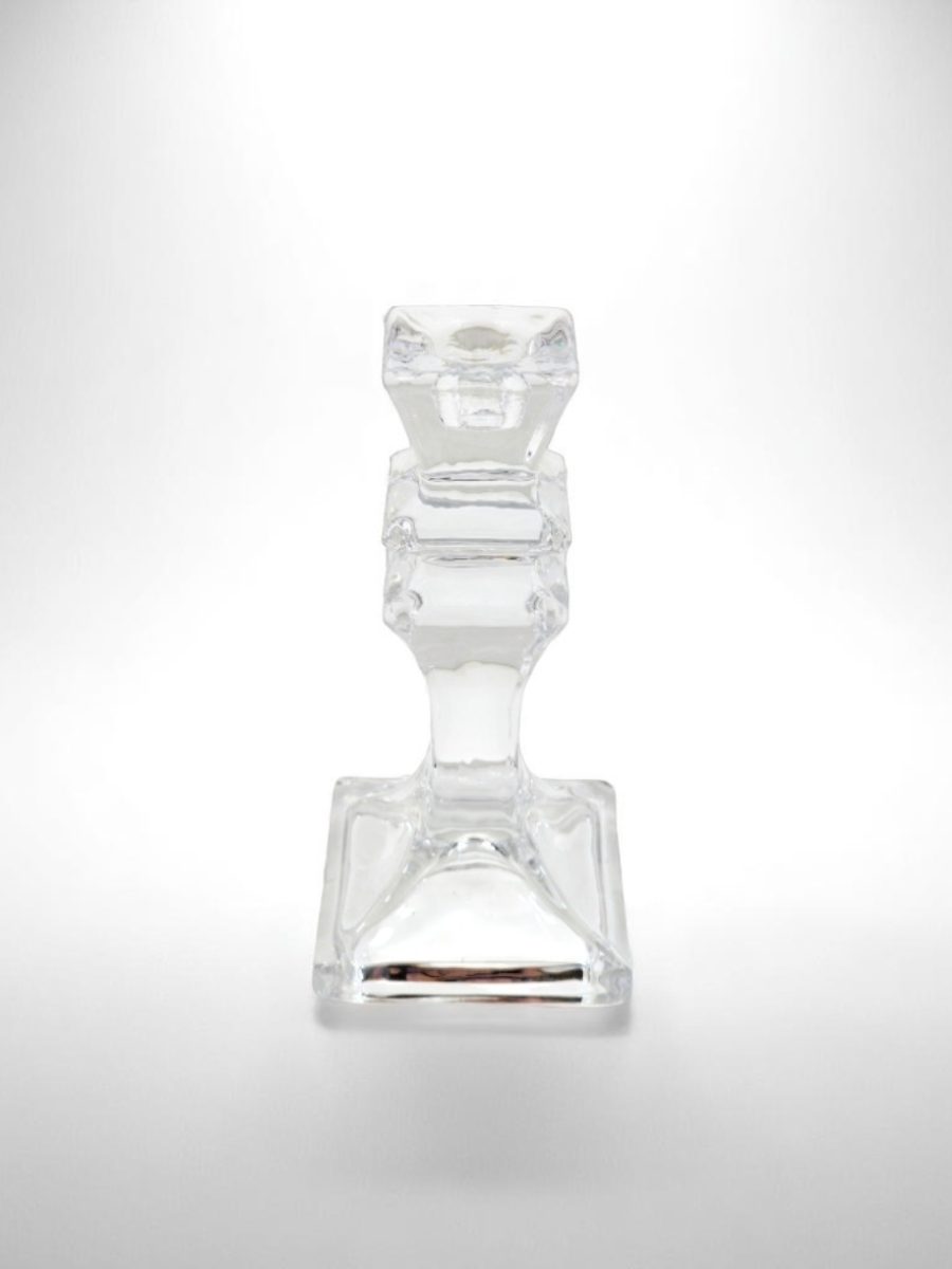 svećnjak, stakleni svećnjak, svećnjak visine 15.5 cm