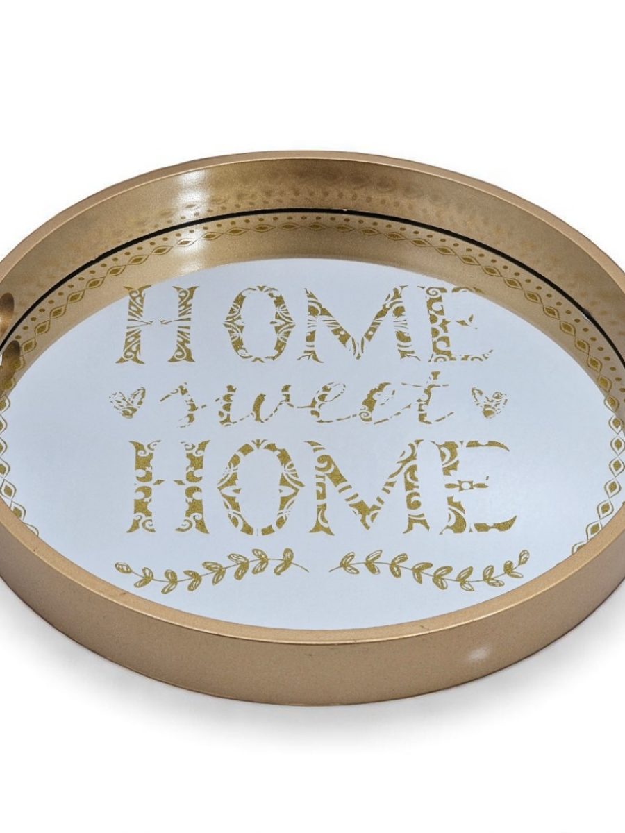 poslužavnik, okrugli poslužavnik, poslužavnik zlatne boje