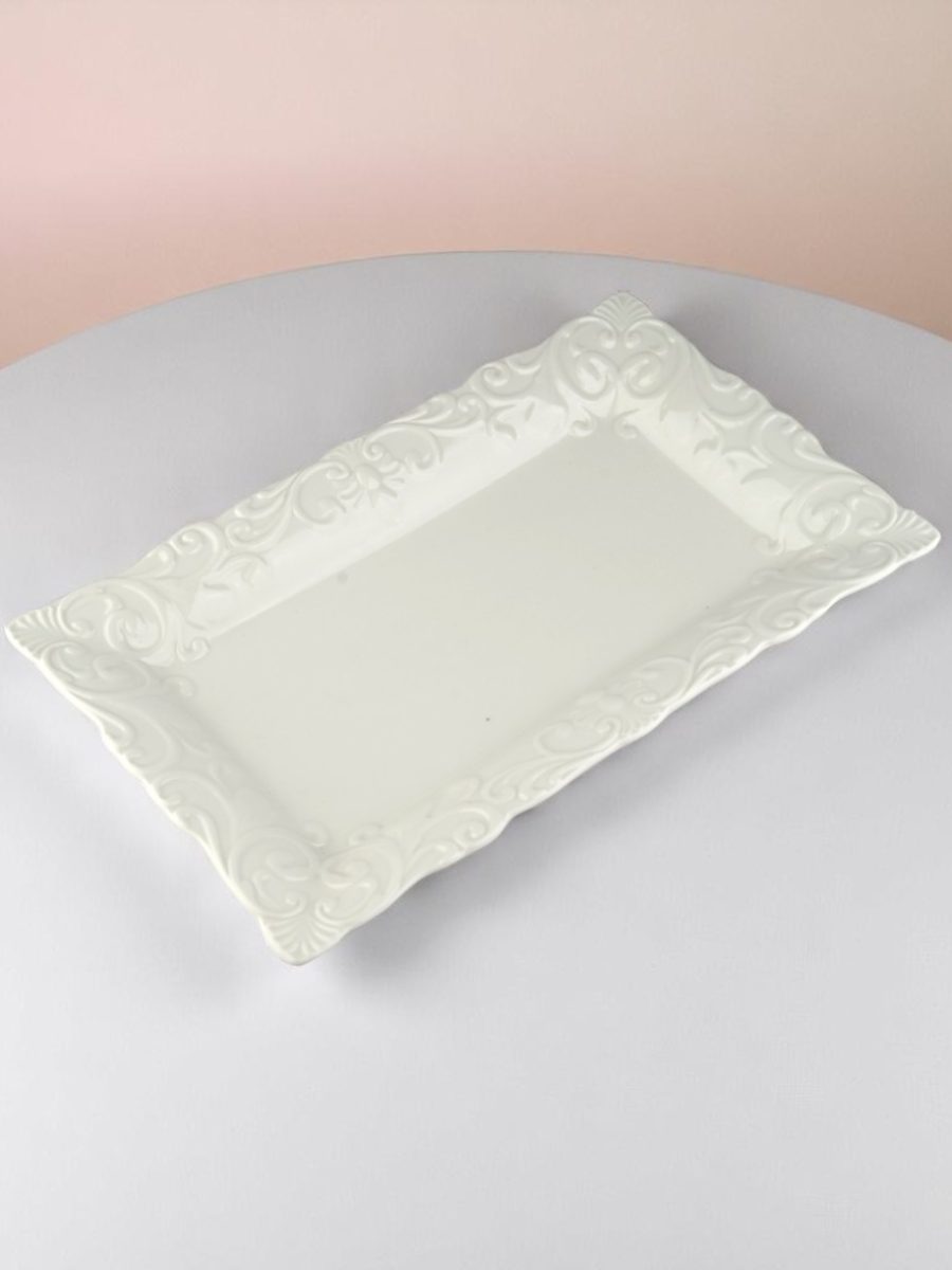 tacna, tacna za posluživanje hrane, dekorativna tacna, tacna bele boje