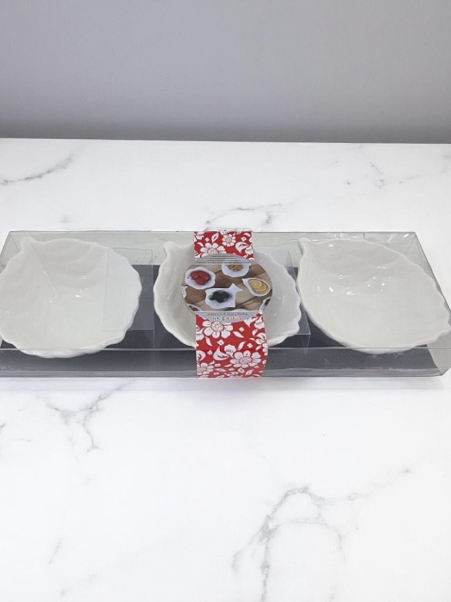 keramičke posude, tri posude u setu, posude za grickalice, bele činije za posluženje