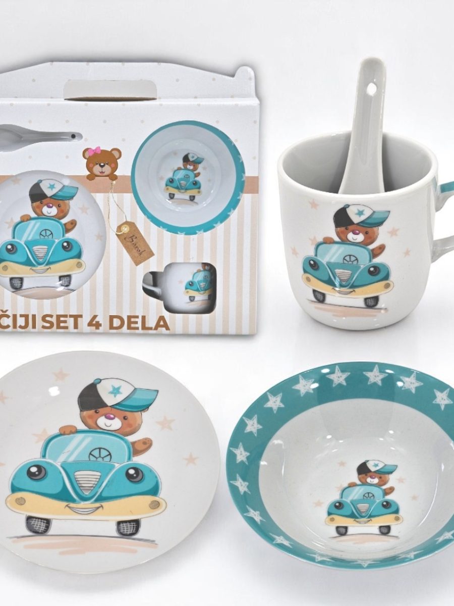 set za decu, set za rucavanje, deciji set u dezenu mede