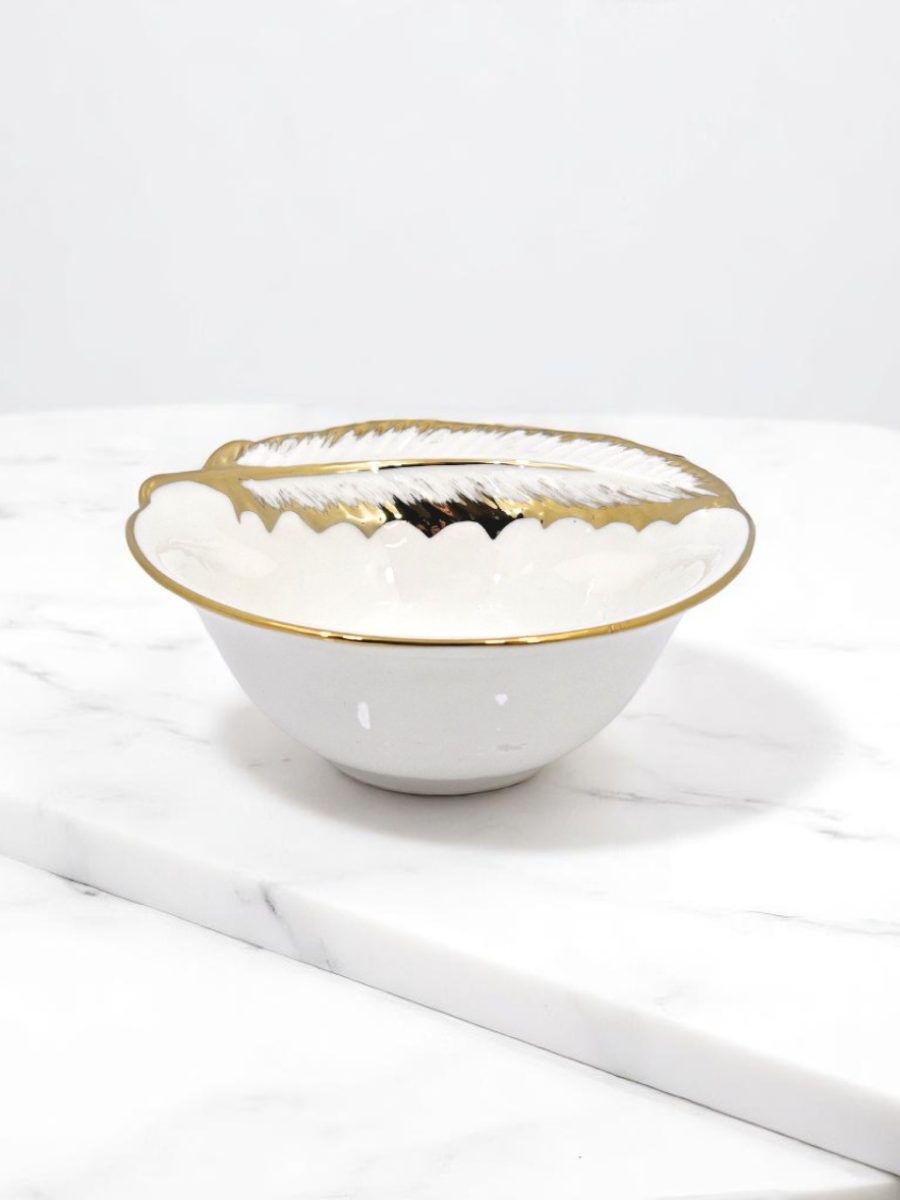 keramička činija, činija sa zlatnim detaljem,