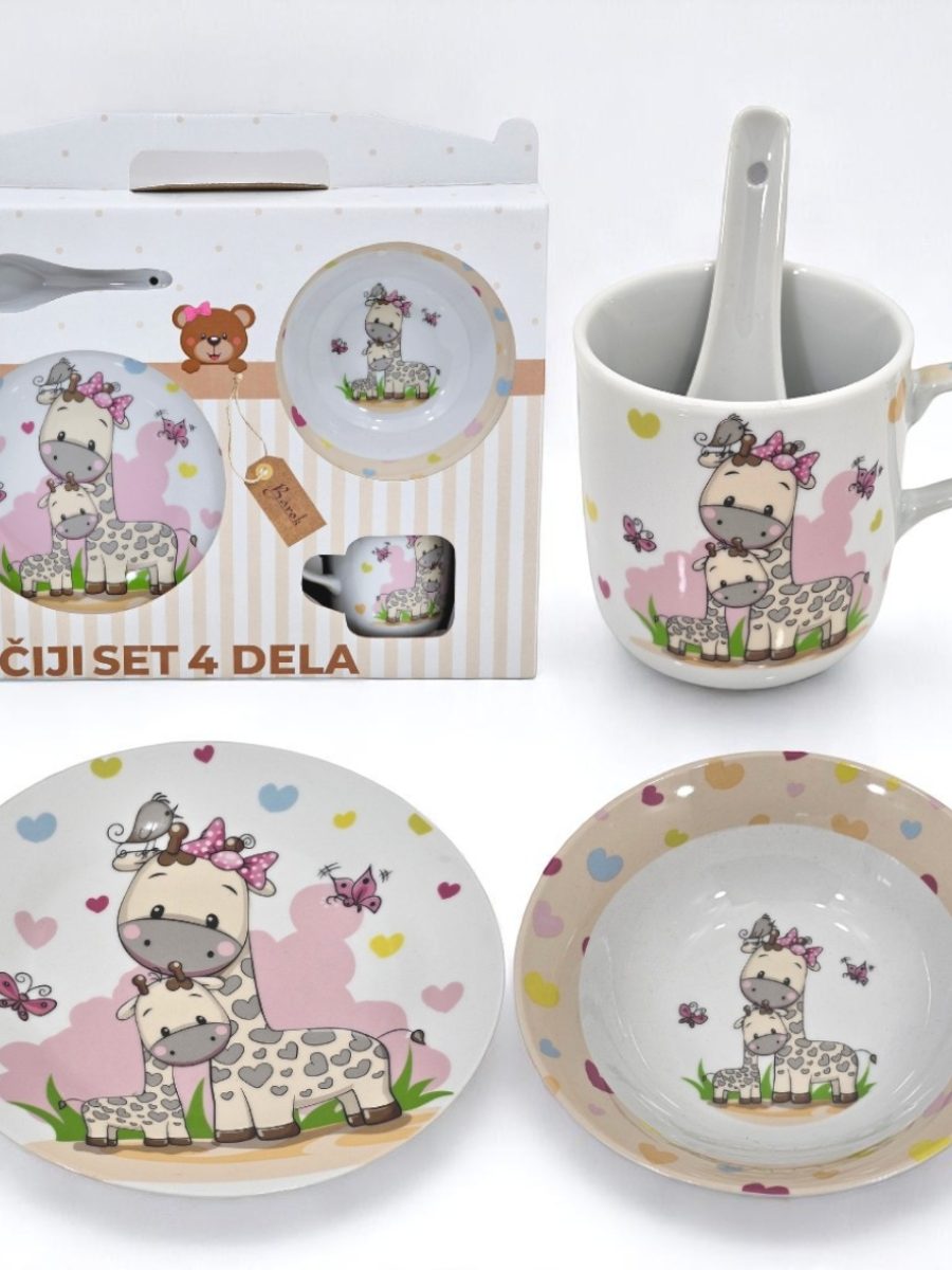 set za decu, set za rucavanje, deciji set u dezenu žirafe