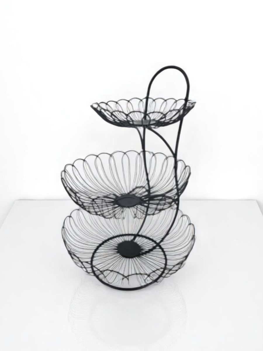 korpa, korpa za voće, metalna korpa na tri sprata, korpa crne boje